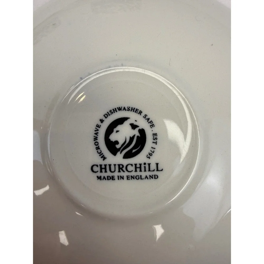 Churchill Blue Willow Tea Cups and‎ Saucers Set of 4 Made in England Blue White